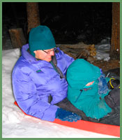 Sledding at the High Lonesome Hut