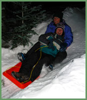 Sledding at the High Lonesome Hut