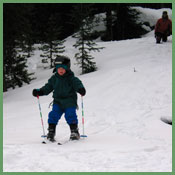 Backcountry skiing at High Lonesome Hut